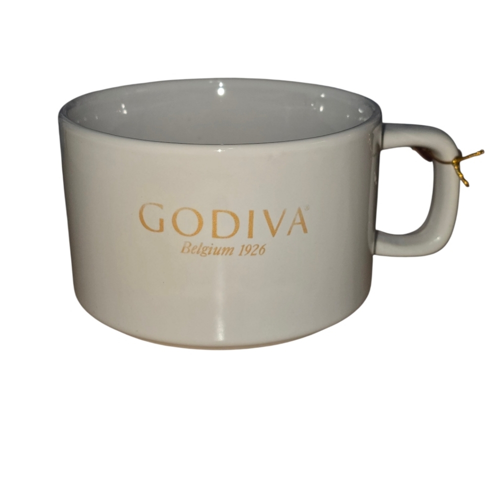 New.Godiva Belgium 1926 White Stoneware Coffee Mug/ Cup  14oz.